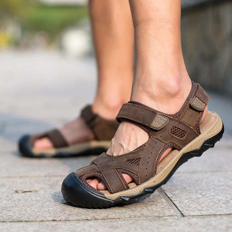 Genuine Leather Outdoor Men's Sandals-My Soft Slipper