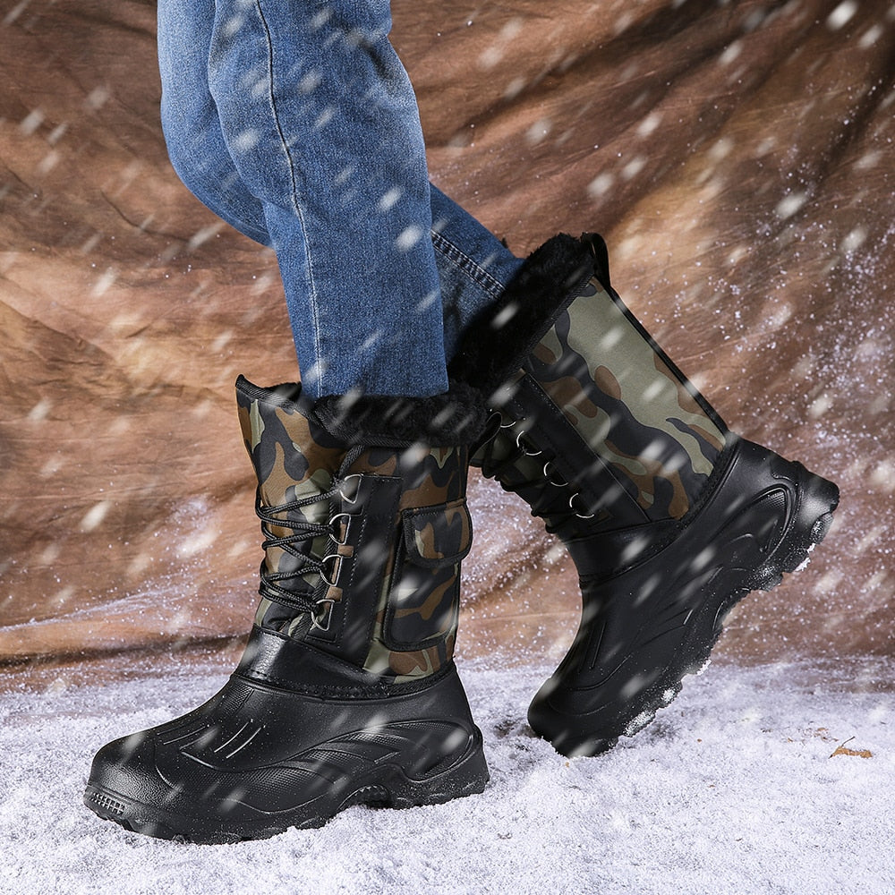 Camouflage Snow Waterproof Men Boots With Fur-My Soft Slipper