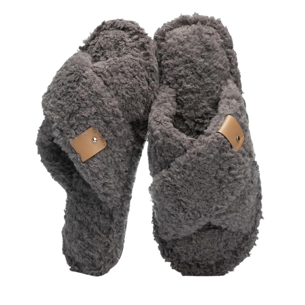 Fuzzy Faux Fur Slip Slippers For Women
