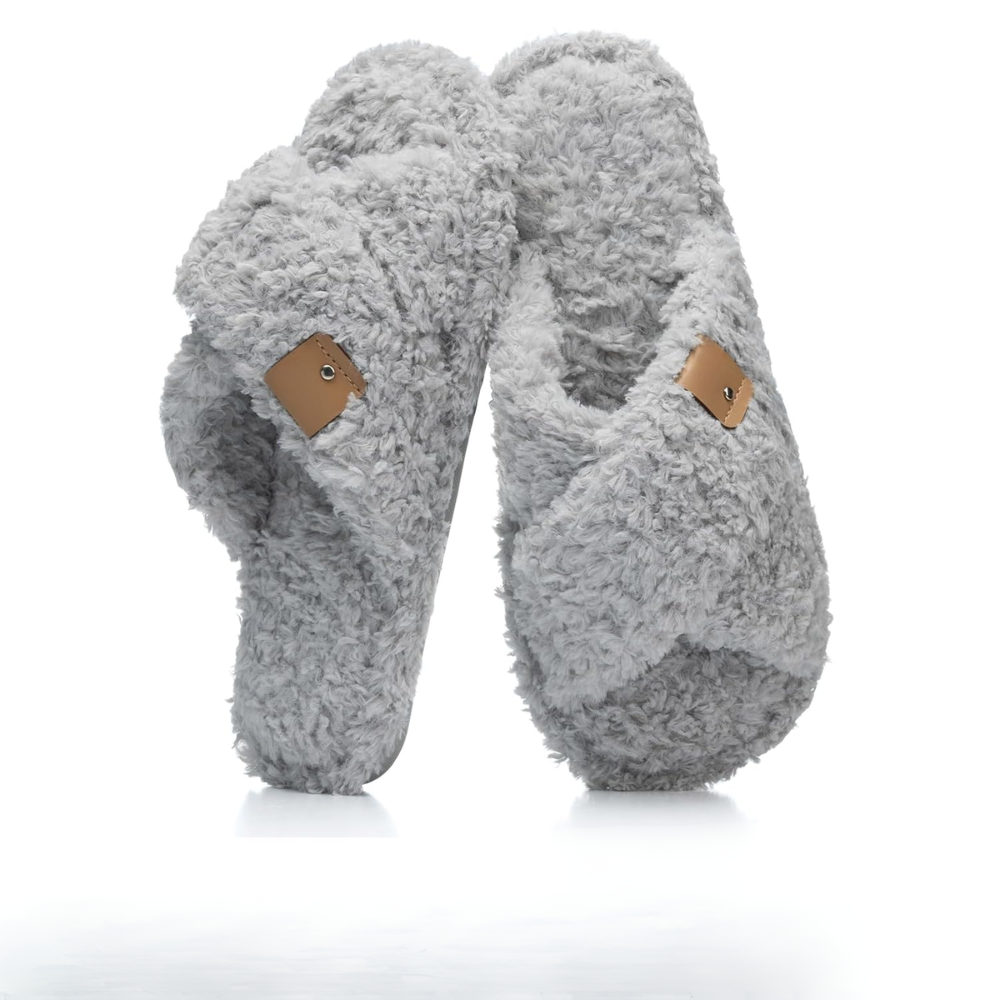 Fuzzy Faux Fur Slip Slippers For Women