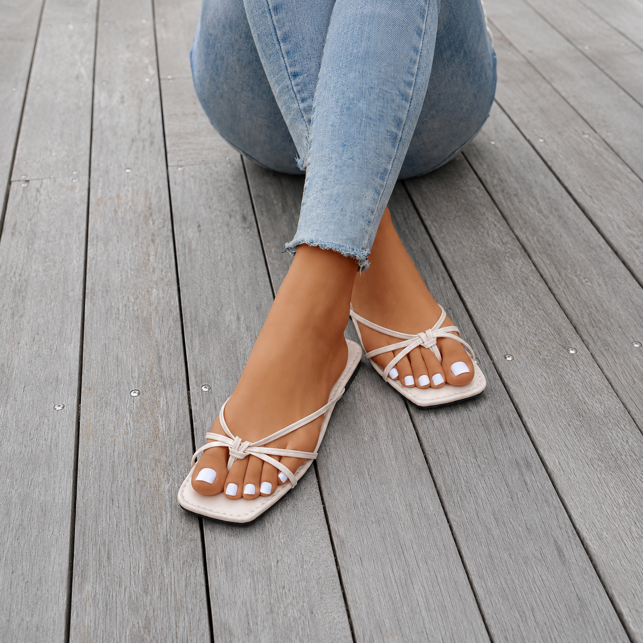 Minimalist Criss Cross Thong Flat Sandals For Women