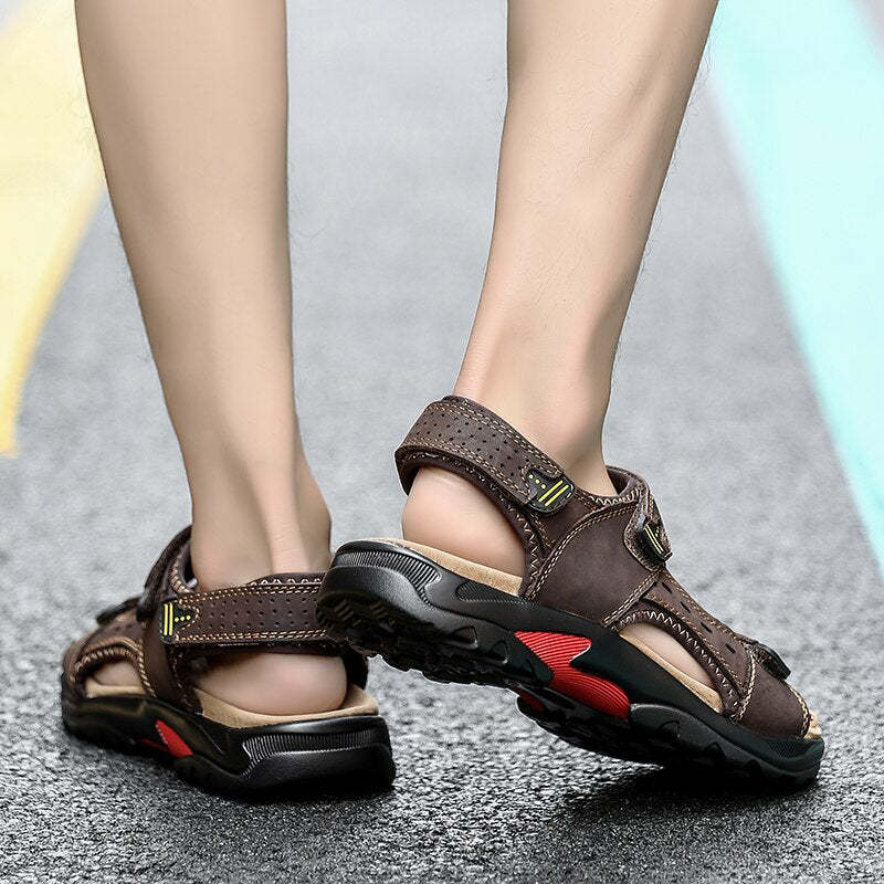 Casual Men Genuine Leather Soft Sandals-My Soft Slipper