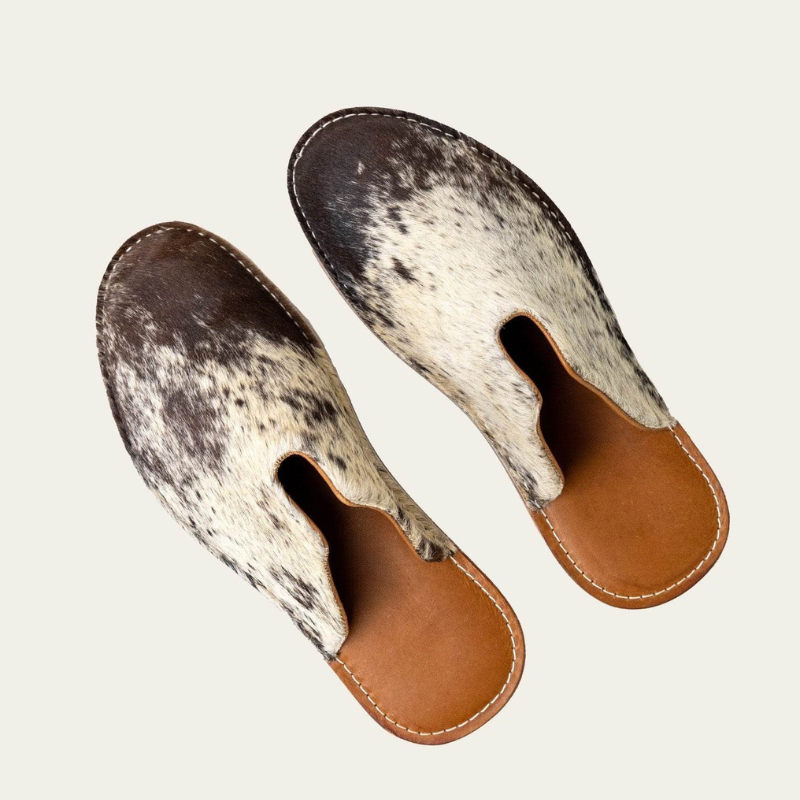 Soft Suede Leather Slip On Slippers With Open Back Design
