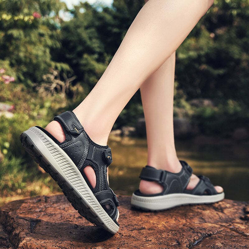 Big Size Summer Genuine Leather Men's Sandals-My Soft Slipper