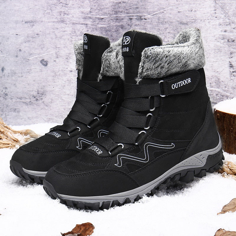 Plush Warm Men Ankle Waterproof Boots-My Soft Slipper