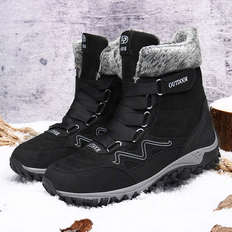 Plush Warm Men Ankle Waterproof Boots-My Soft Slipper