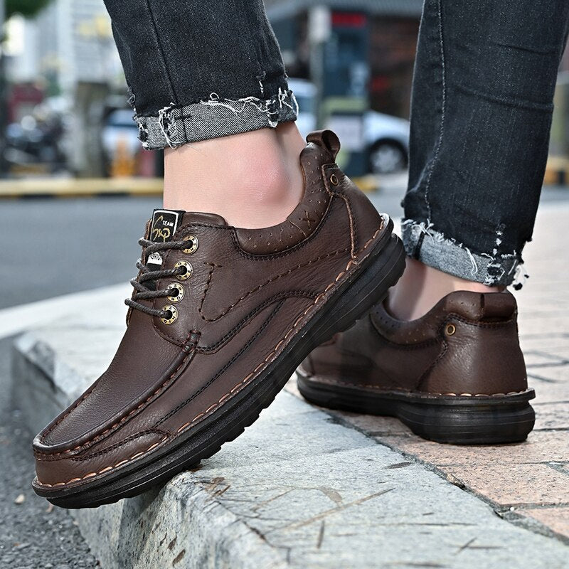 Spring Genuine Leather Men's Shoes-My Soft Slipper