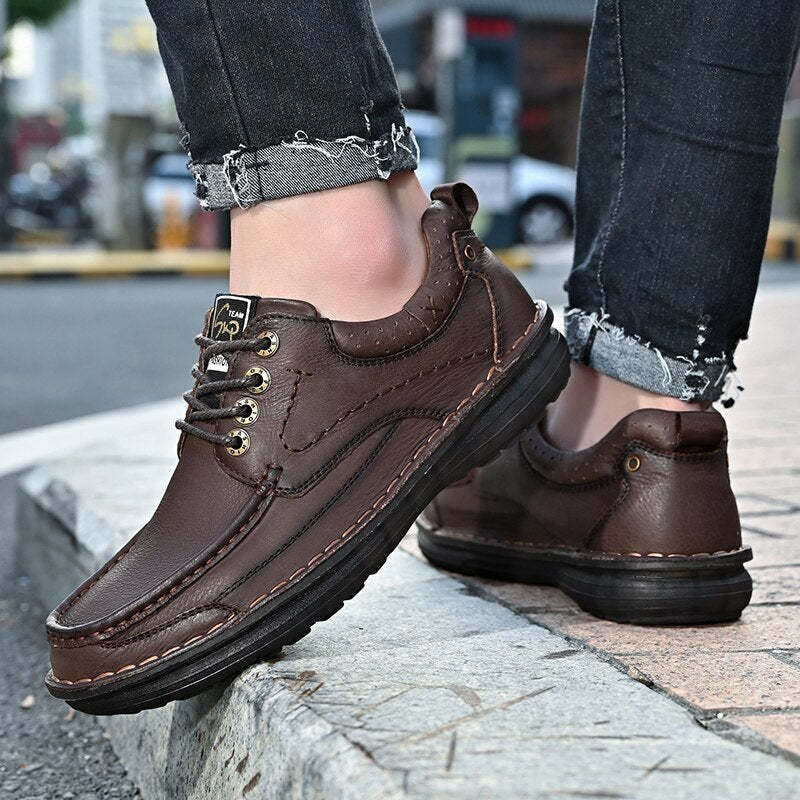 Spring Genuine Leather Men's Shoes-My Soft Slipper