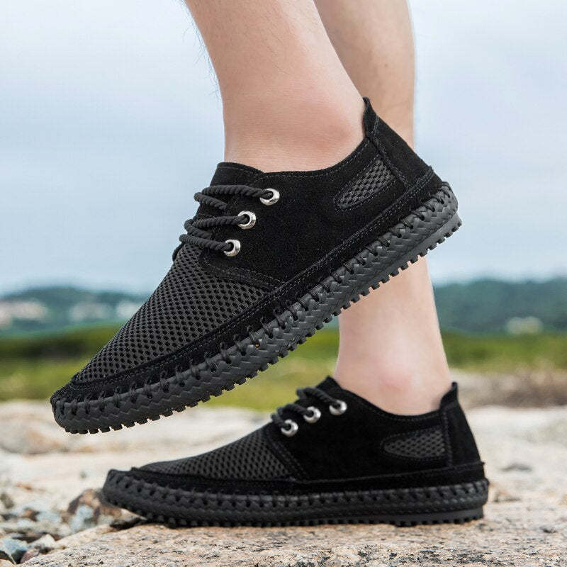 Handmade Flat Mesh Casual Men Shoes-My Soft Slipper