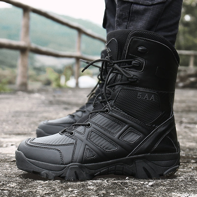 Men Military Tactical Leather Waterproof Boots-My Soft Slipper