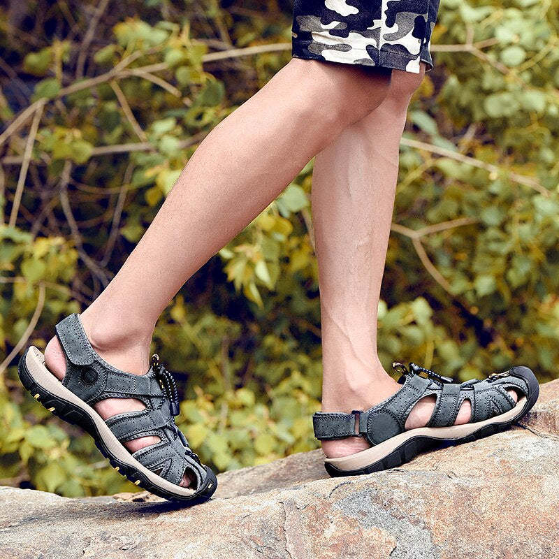 Genuine Leather Summer Men Sandals-My Soft Slipper