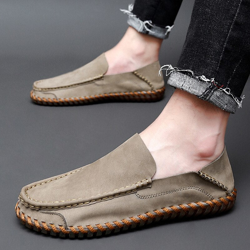 Leather Breathable Outdoor Men Loafers-My Soft Slipper
