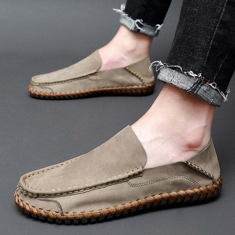 Leather Breathable Outdoor Men Loafers-My Soft Slipper