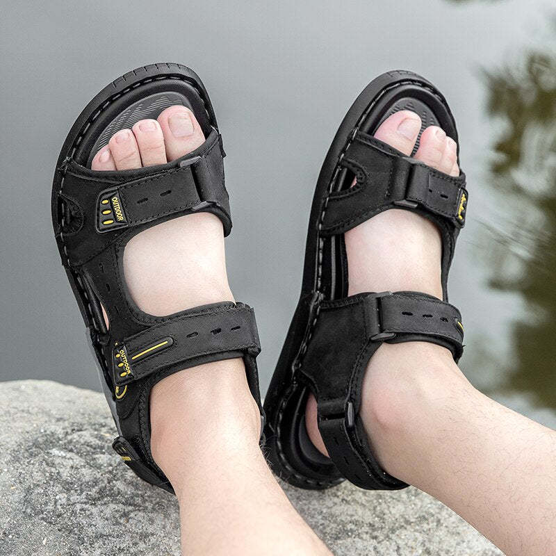 Classic Genuine Leather Men's Sandals-My Soft Slipper