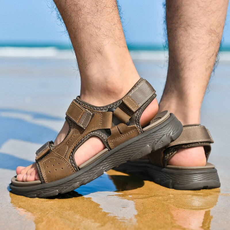 Men's Comfortable Summer Leather Sandals-My Soft Slipper