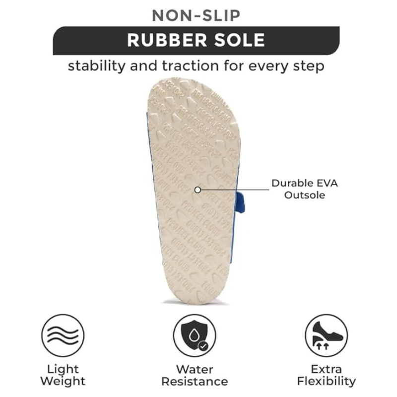 Textured Outsole Leather Flat Sandals With Buckle Straps-My Soft Slipper