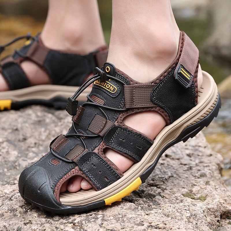 Summer Men Genuine Leather Sandals-My Soft Slipper