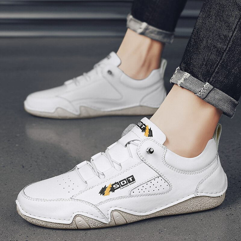 Men's Casual Lace-Up Leather Sneakers-My Soft Slipper