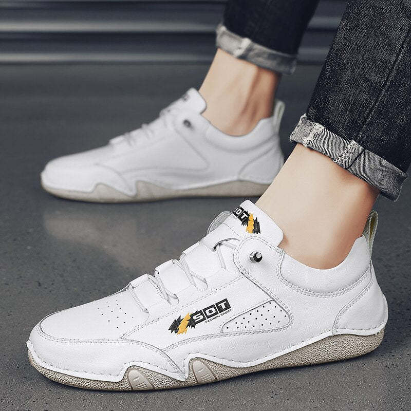 Men's Casual Lace-Up Leather Sneakers-My Soft Slipper