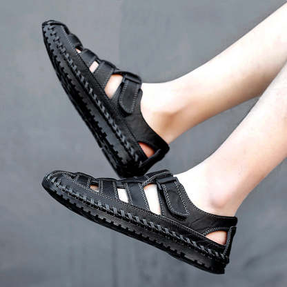 Genuine Leather Roman Men's Sandals-My Soft Slipper