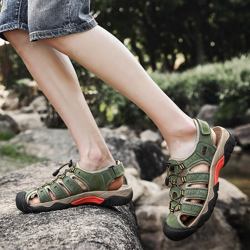 Soft Genuine Outdoor Summer Leather Sandals-My Soft Slipper