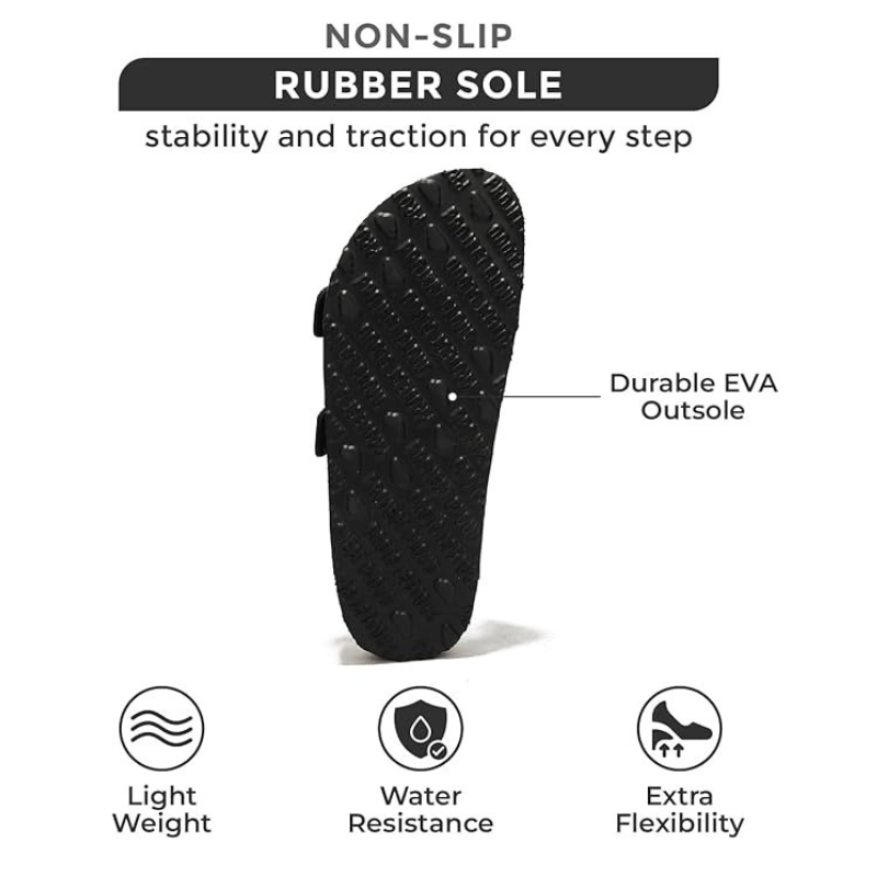 Adjustable Buckle And Cushioned Sole Leather Flat Sandals-My Soft Slipper