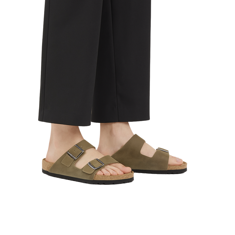 Adjustable Mixed Leather Cork Sandals For Everyday Comfort-My Soft Slipper