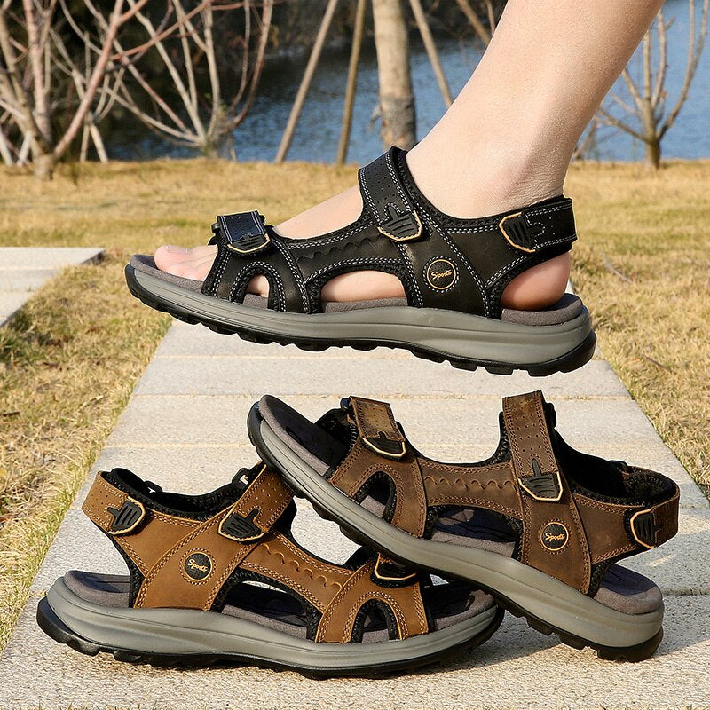Summer Genuine Leather Lightweight Beach Sandals-My Soft Slipper