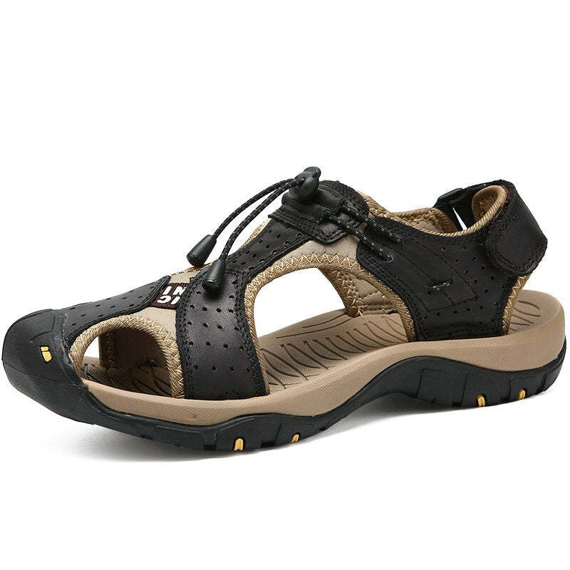 Genuine Leather Outdoor Men Beach Sandals-My Soft Slipper