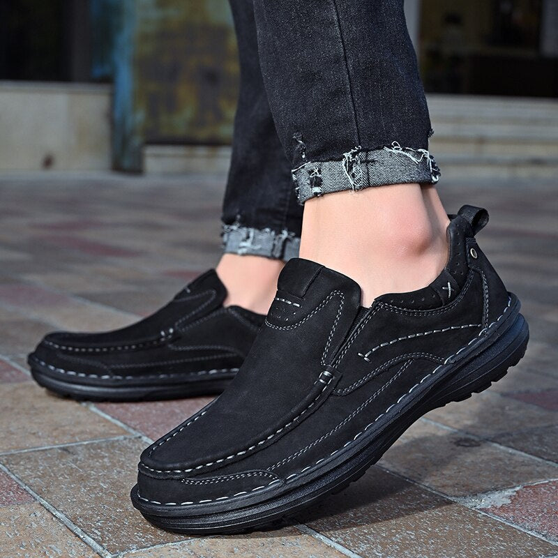 Spring Genuine Leather Men's Shoes-My Soft Slipper