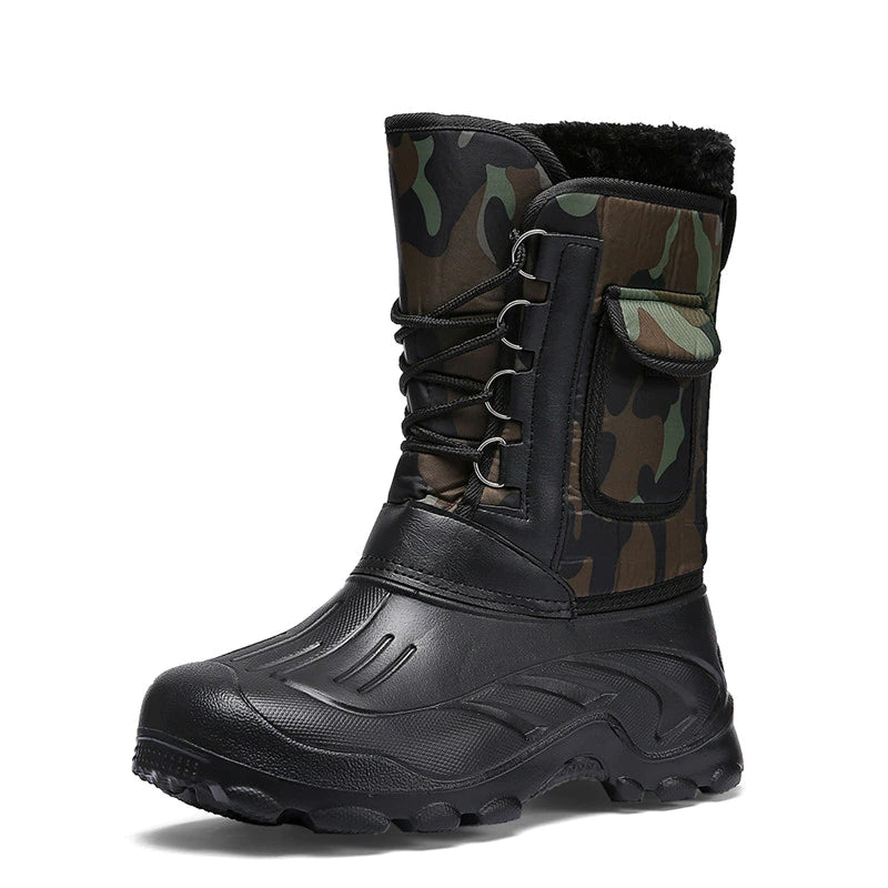 Camouflage Snow Waterproof Men Boots With Fur-My Soft Slipper