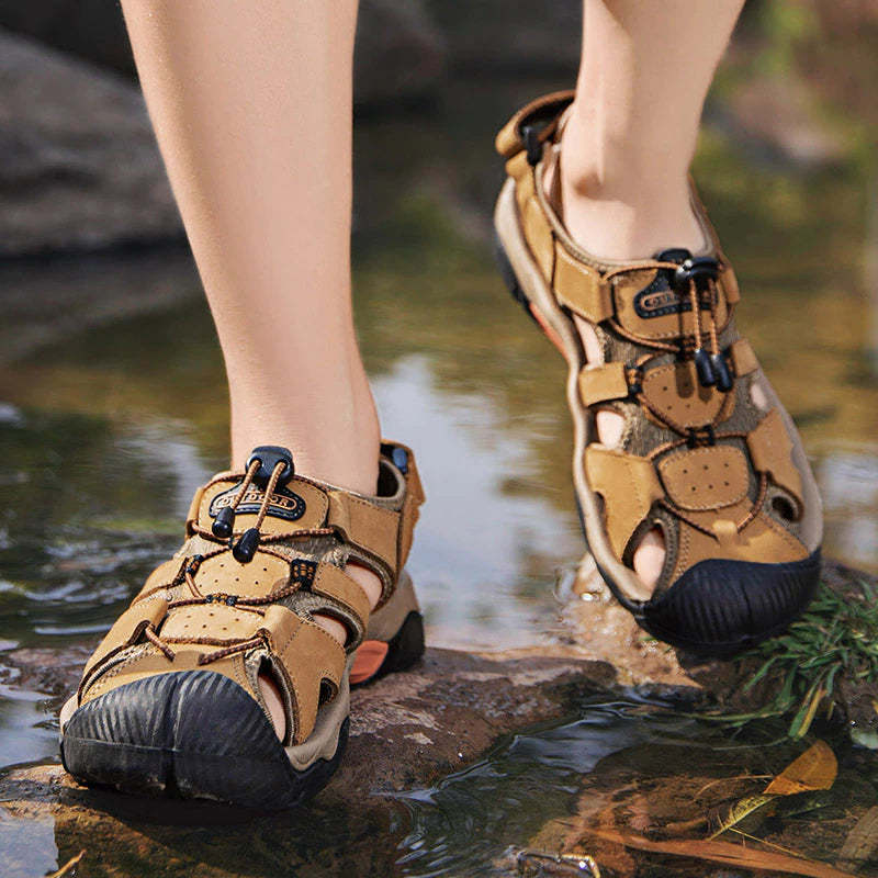 Big Size Men Genuine Leather Sandals-My Soft Slipper