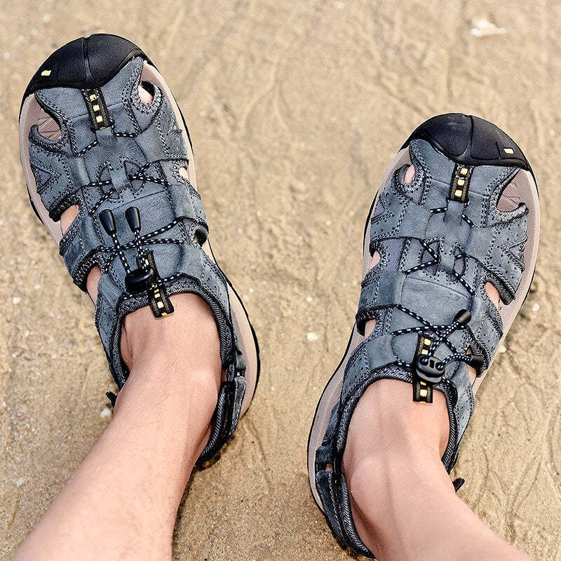 Genuine Leather Summer Men Sandals-My Soft Slipper