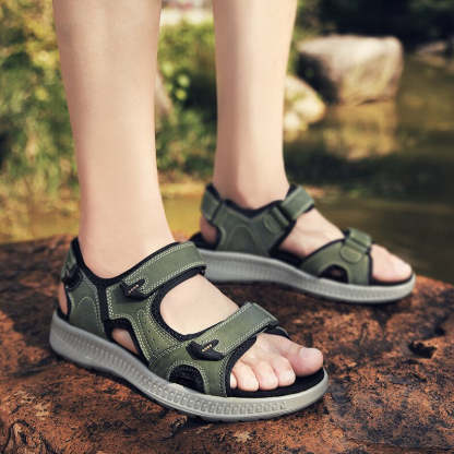 Big Size Summer Genuine Leather Men's Sandals-My Soft Slipper
