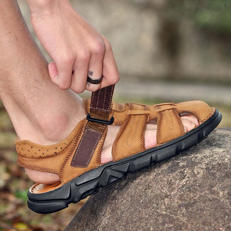 Genuine Lightweight Leather Men's Sandals-My Soft Slipper