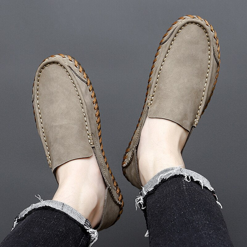 Leather Breathable Outdoor Men Loafers-My Soft Slipper