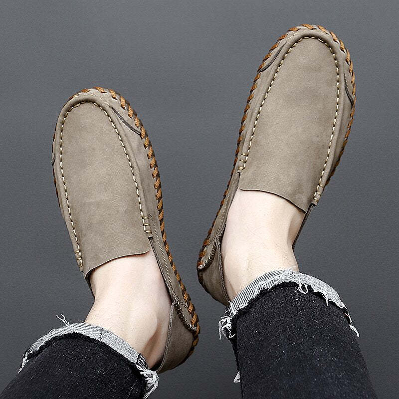 Leather Breathable Outdoor Men Loafers-My Soft Slipper