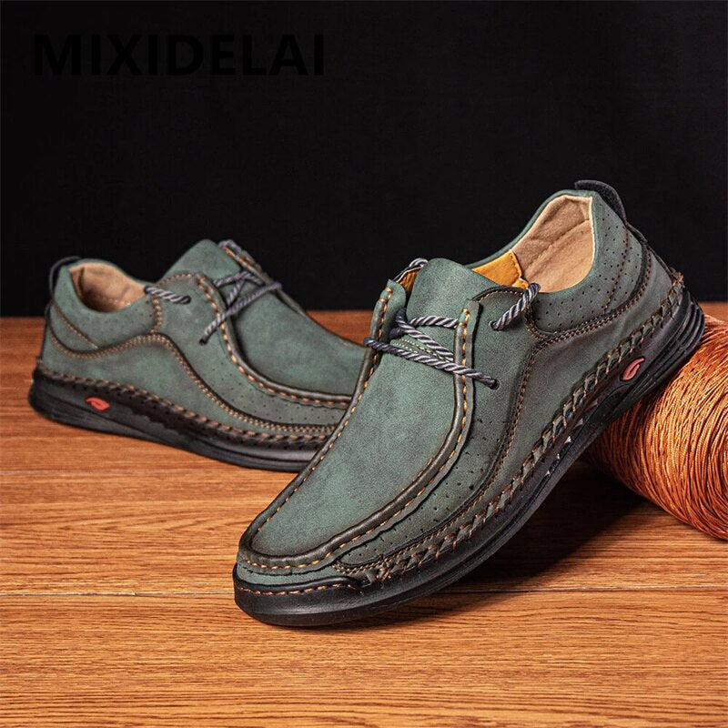 Handmade Men's Leather Casual Sneakers-My Soft Slipper