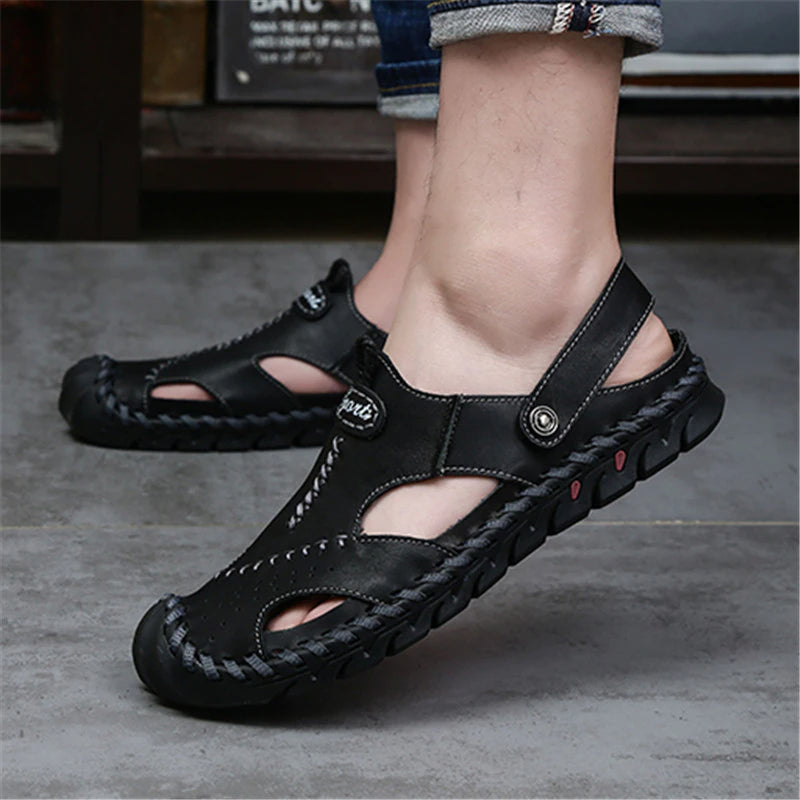 Classic Casual Comfortable Leather Men's Sandals-My Soft Slipper