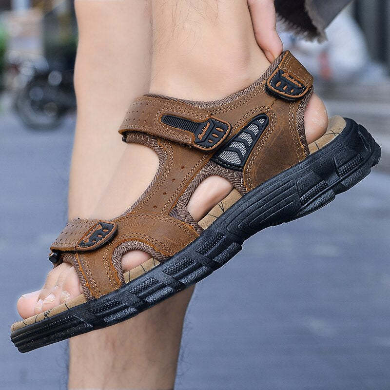Classics Men's Summer Genuine Leather Sandals-My Soft Slipper