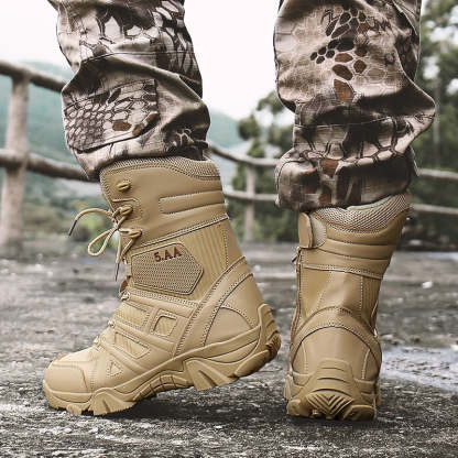 Men Military Tactical Leather Waterproof Boots-My Soft Slipper
