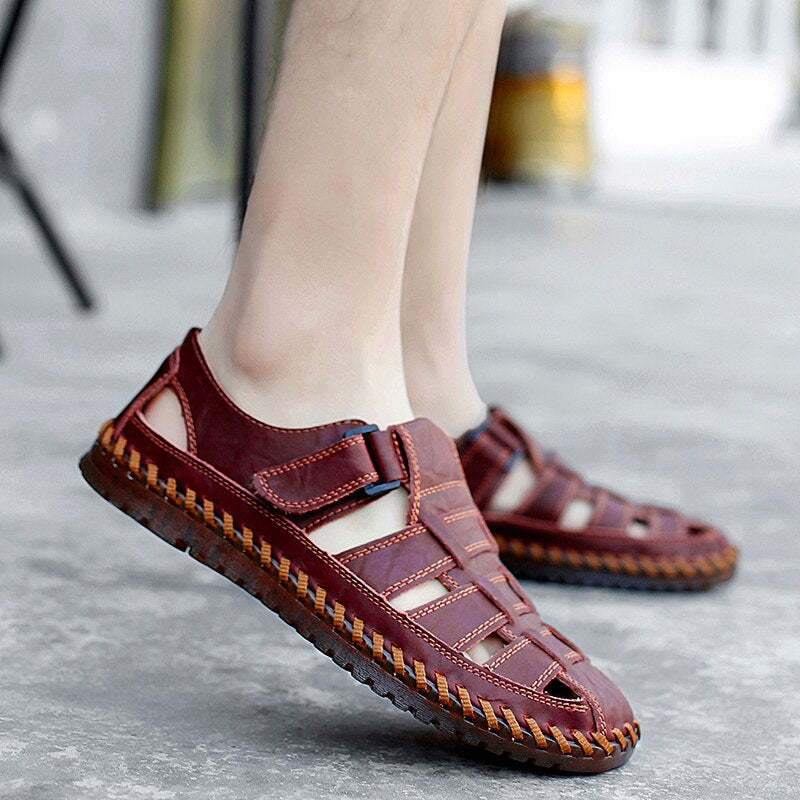 Genuine Leather Roman Men's Sandals-My Soft Slipper