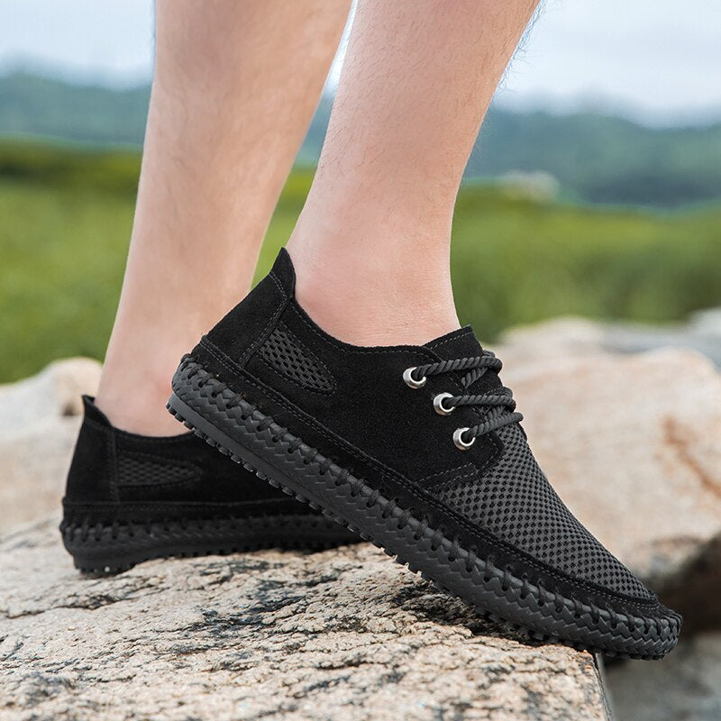 Handmade Flat Mesh Casual Men Shoes-My Soft Slipper