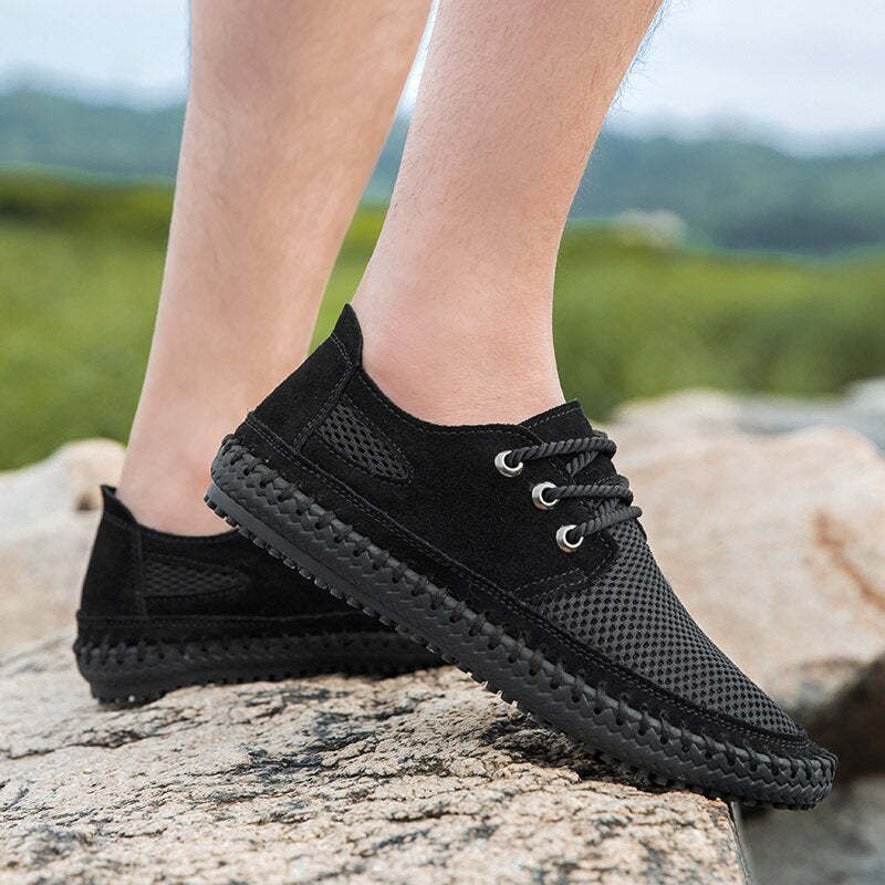 Handmade Flat Mesh Casual Men Shoes-My Soft Slipper
