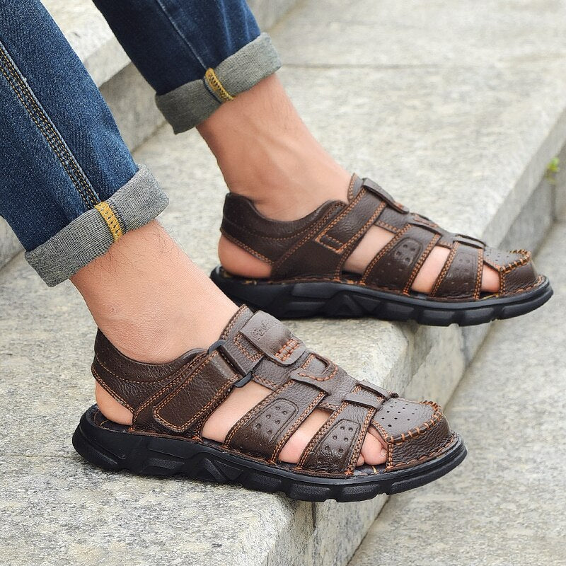Genuine Leather High Quality Classic Men Sandals-My Soft Slipper
