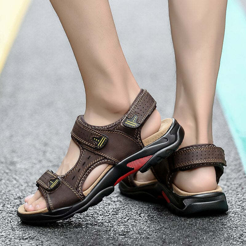 Casual Men Genuine Leather Soft Sandals-My Soft Slipper