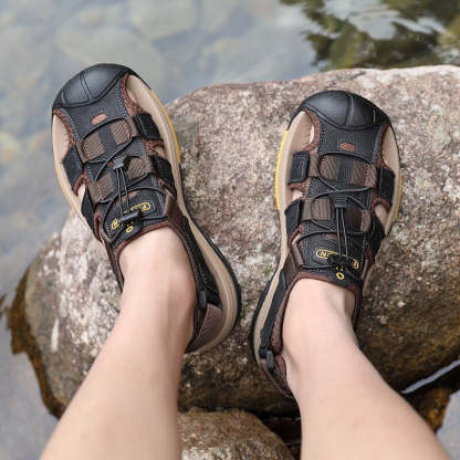 Summer Men Genuine Leather Sandals-My Soft Slipper