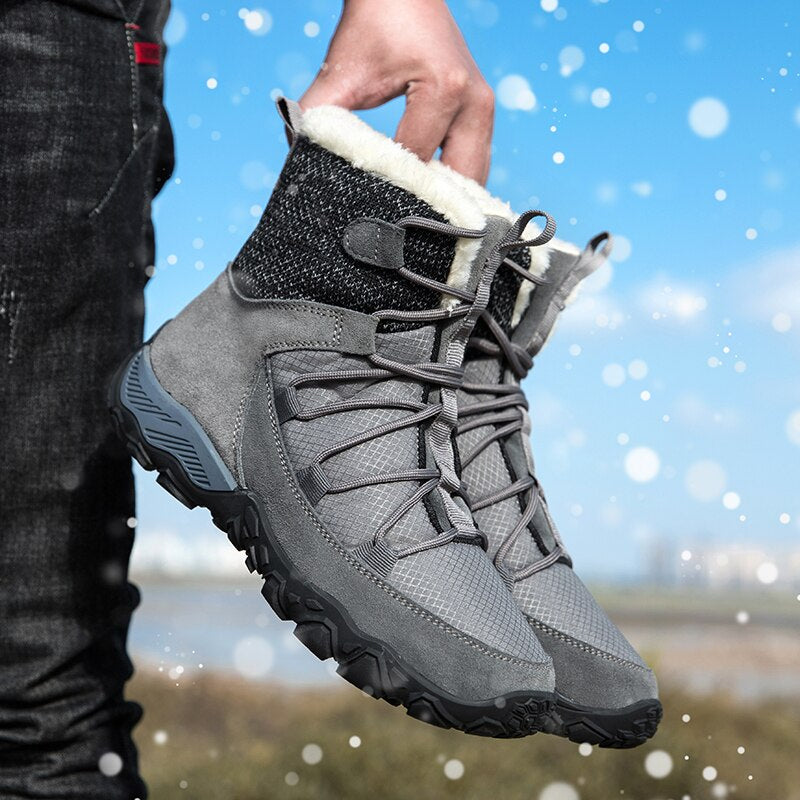 Men Plush Warm Leather Ankle Boots-My Soft Slipper