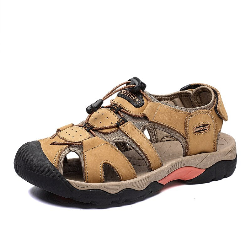 Big Size Men Genuine Leather Sandals-My Soft Slipper