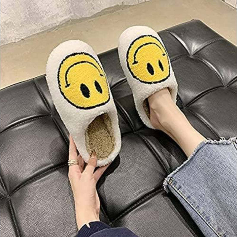 Retro Soft Plush Lightweight Smiley Face Slippers-My Soft Slipper